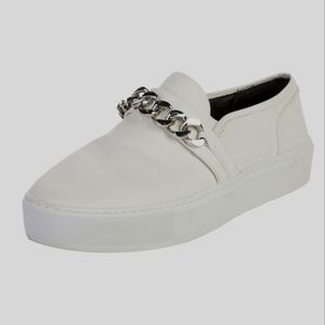 REBECCA MINKOFF Leather Chain-Link Accents Sneakers